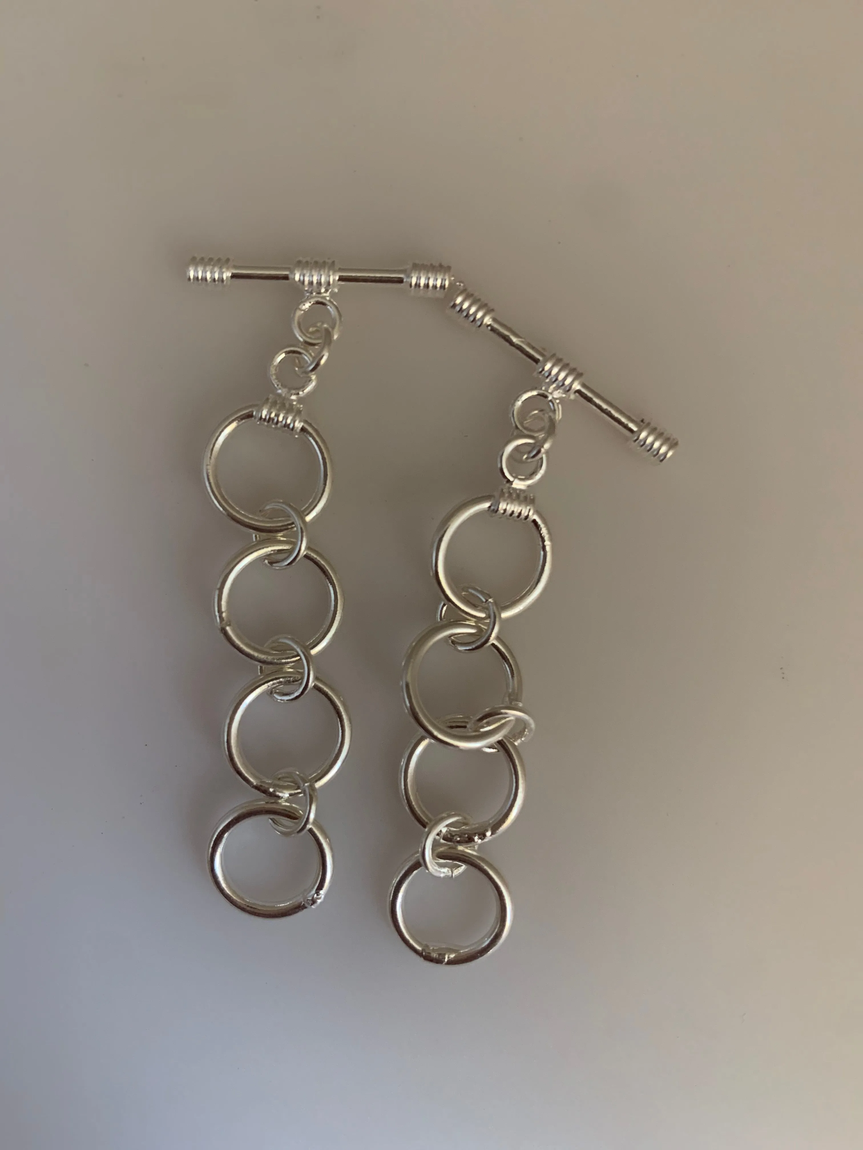 2 Pcs OF Sterling Silver Toggle /Clasp /925 Sterling Silver Toggle Clasps | Rings Size: 10mm, about 45mm length | T7SS