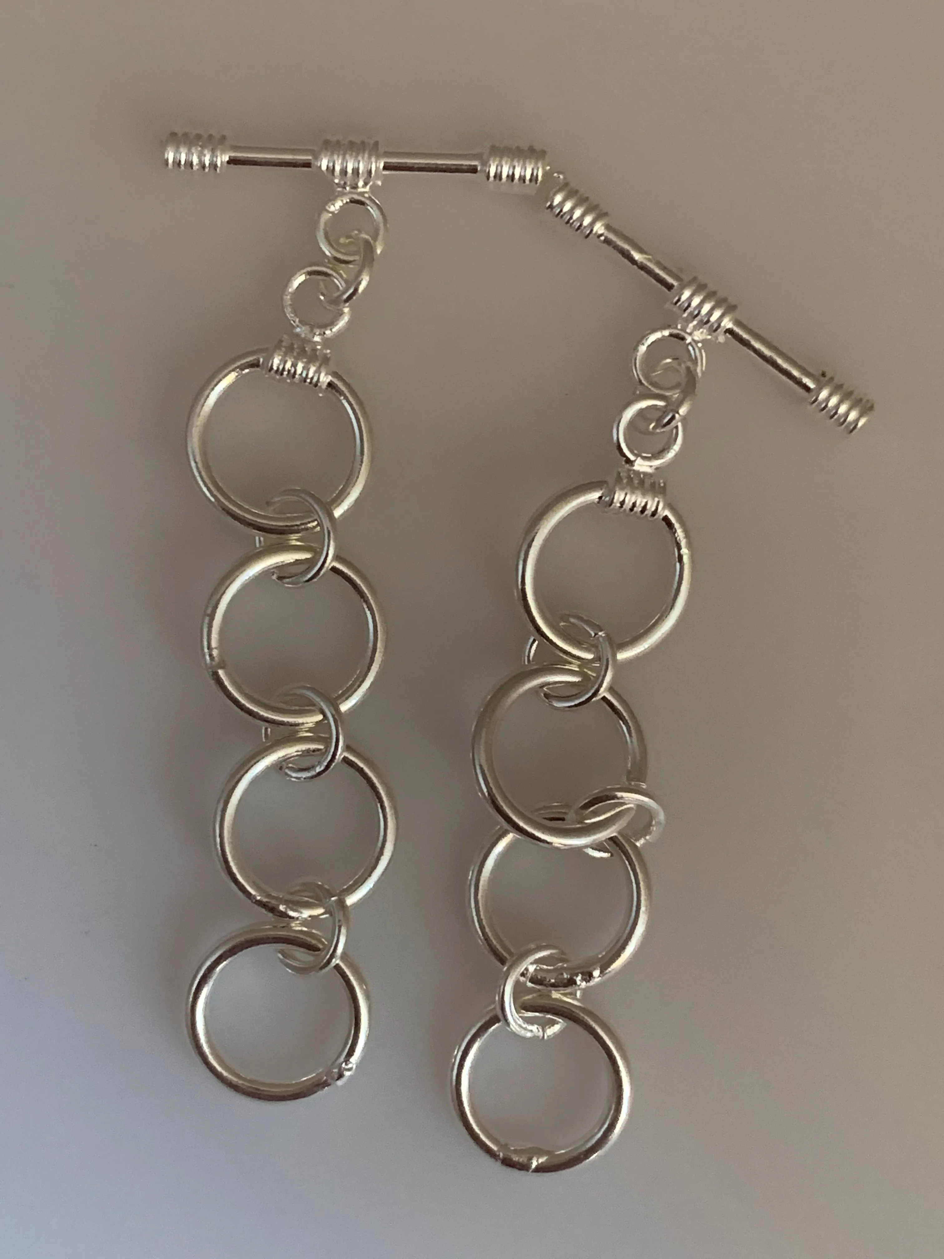 2 Pcs OF Sterling Silver Toggle /Clasp /925 Sterling Silver Toggle Clasps | Rings Size: 10mm, about 45mm length | T7SS