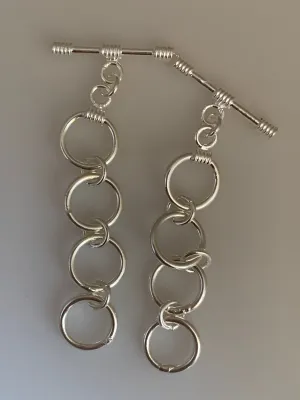 2 Pcs OF Sterling Silver Toggle /Clasp /925 Sterling Silver Toggle Clasps | Rings Size: 10mm, about 45mm length | T7SS