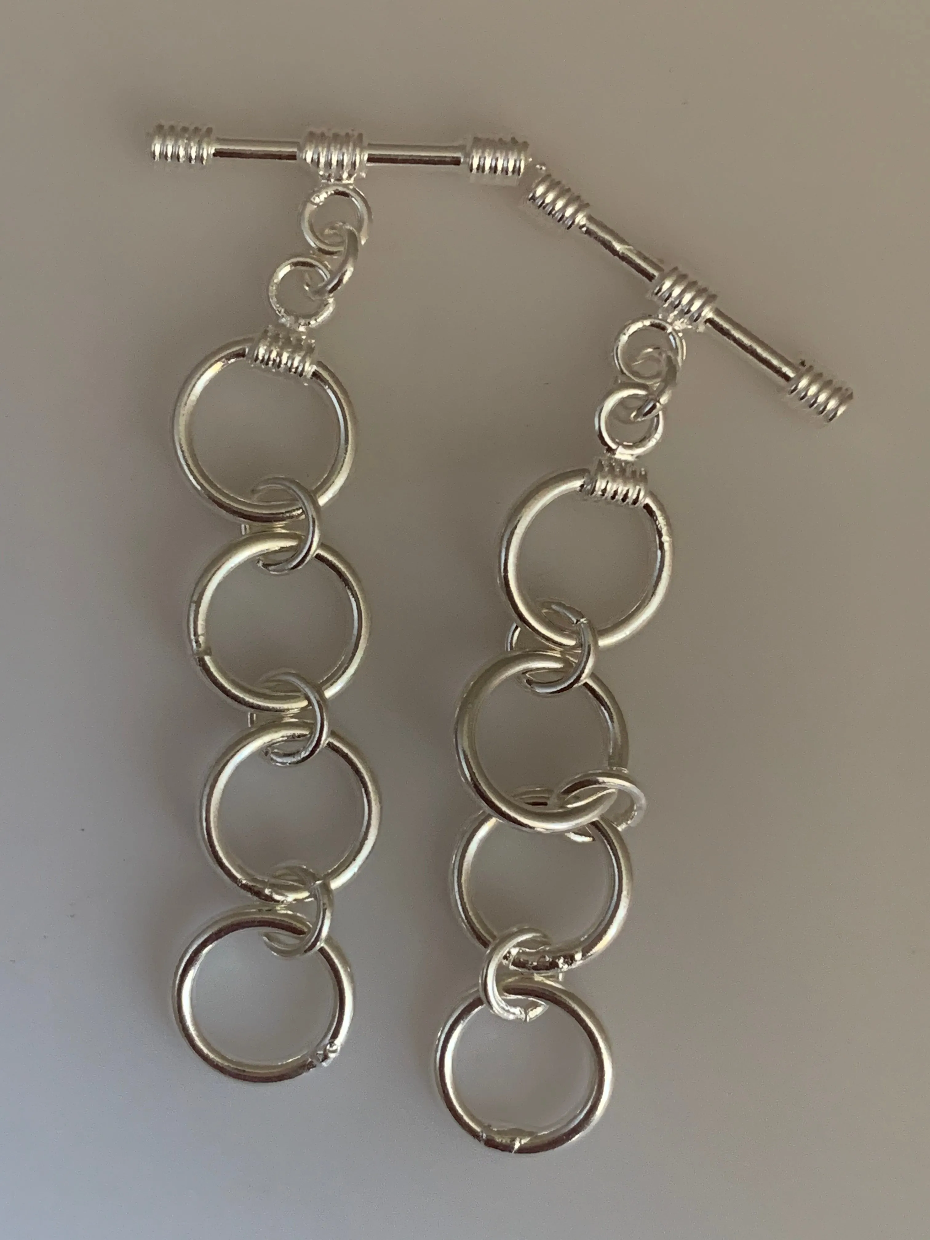2 Pcs OF Sterling Silver Toggle /Clasp /925 Sterling Silver Toggle Clasps | Rings Size: 10mm, about 45mm length | T7SS
