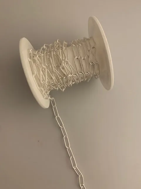 3 Feet of 925 Sterling Solid  Silver Chain, Rectangular Chain Twisted   Wire . Machine made Chain, Size 13.3mmX5mm