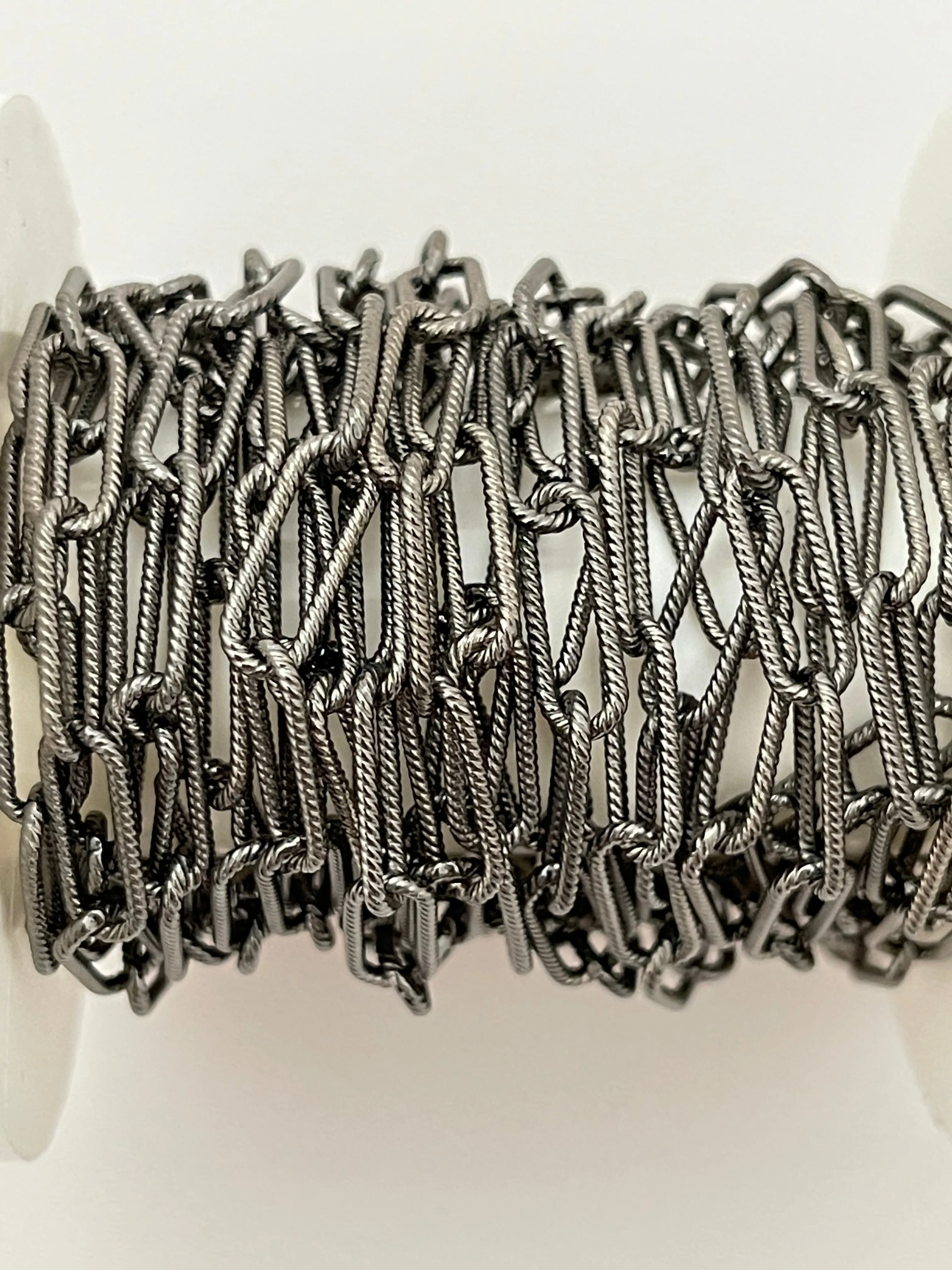 3 Feet of 925 Sterling Solid  Silver Chain, Rectangular Chain Twisted   Wire . Machine made Chain, Size 13.3mmX5mm
