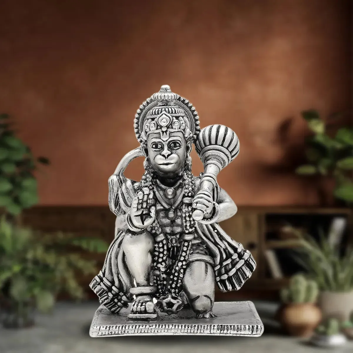 925 Antique Silver Matte Hanuman Idol
