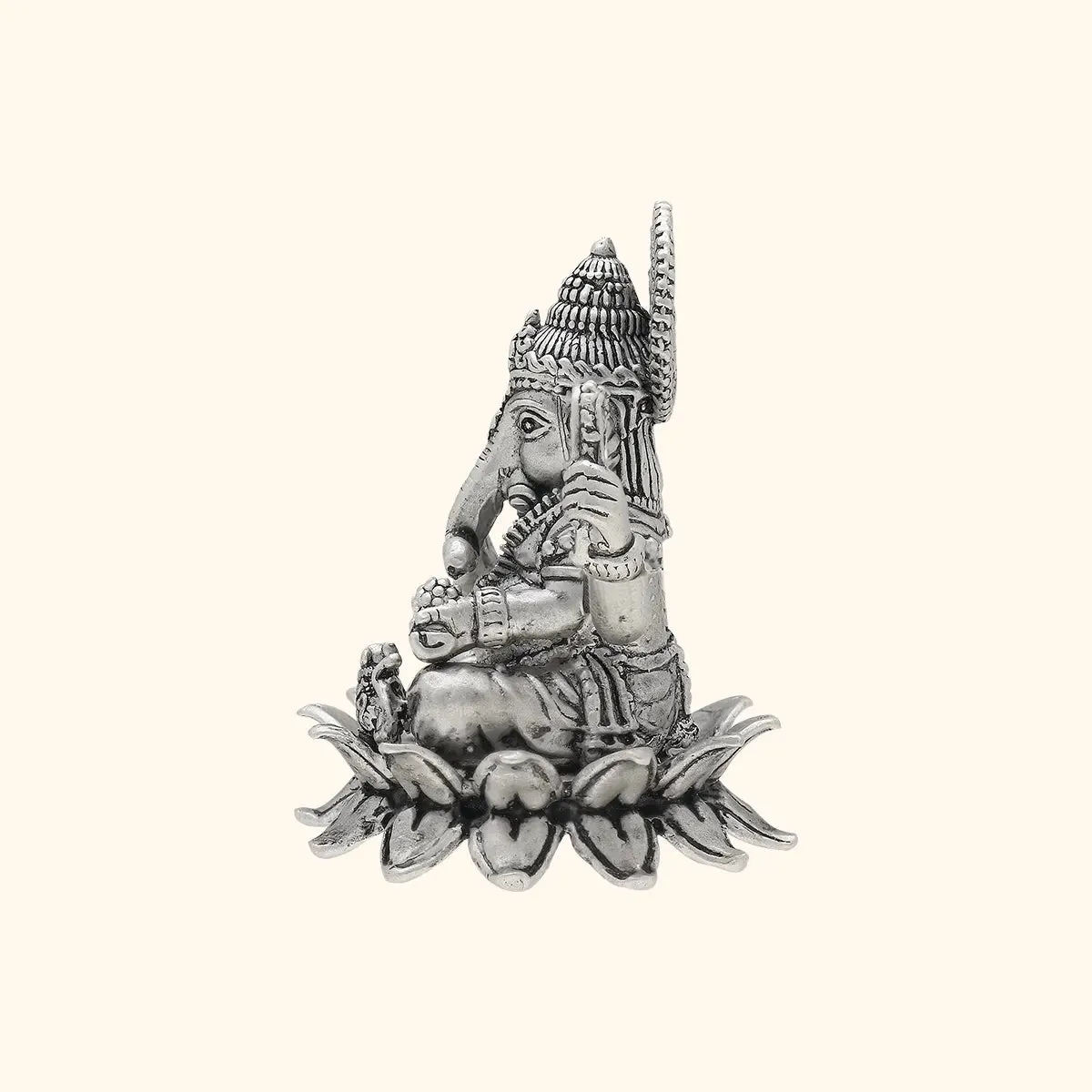 Antique 925 Silver Matte Ganesh Murti