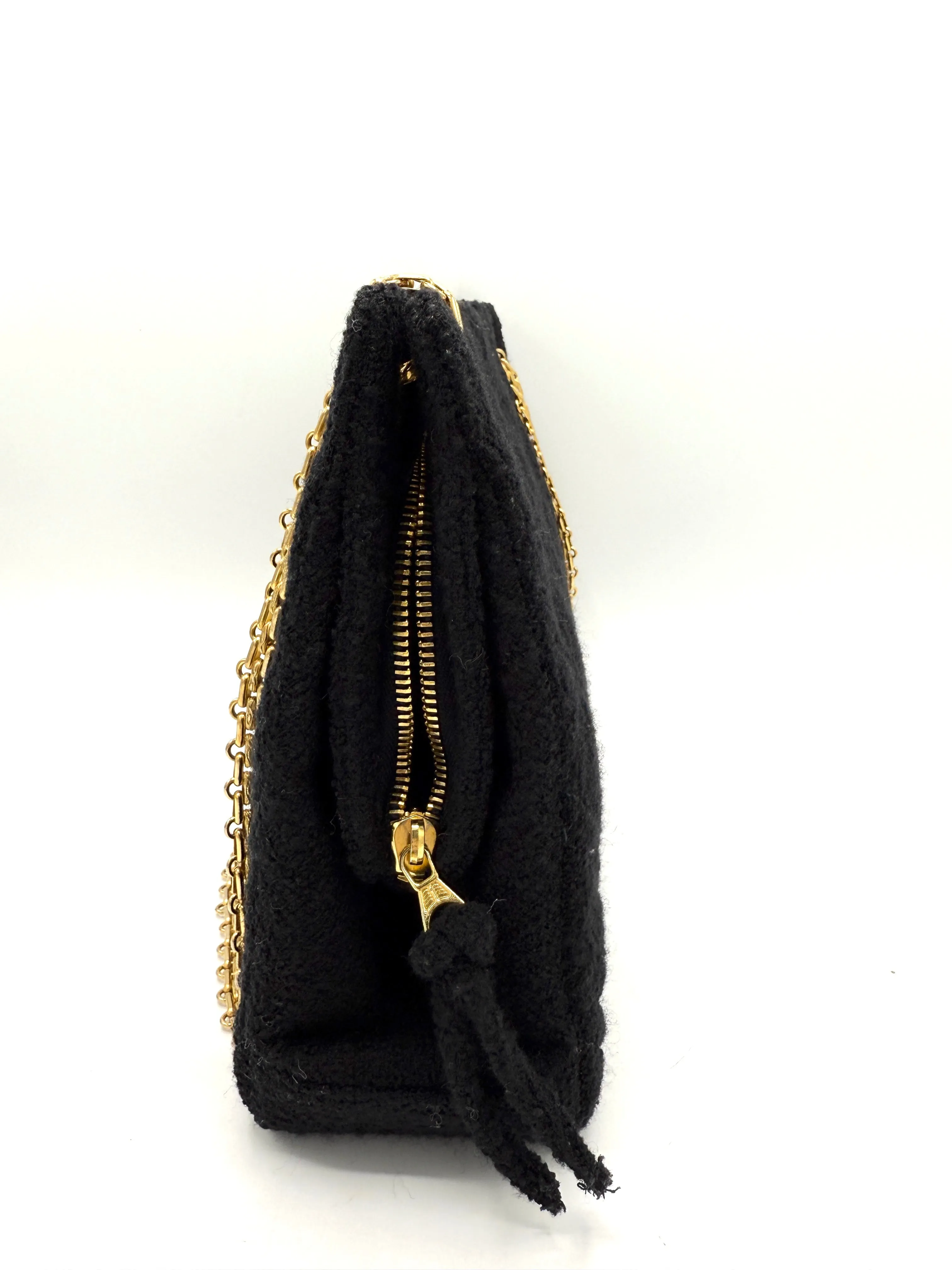 Black Tweed Quilted Reissue Shoulder bag w/Pouch