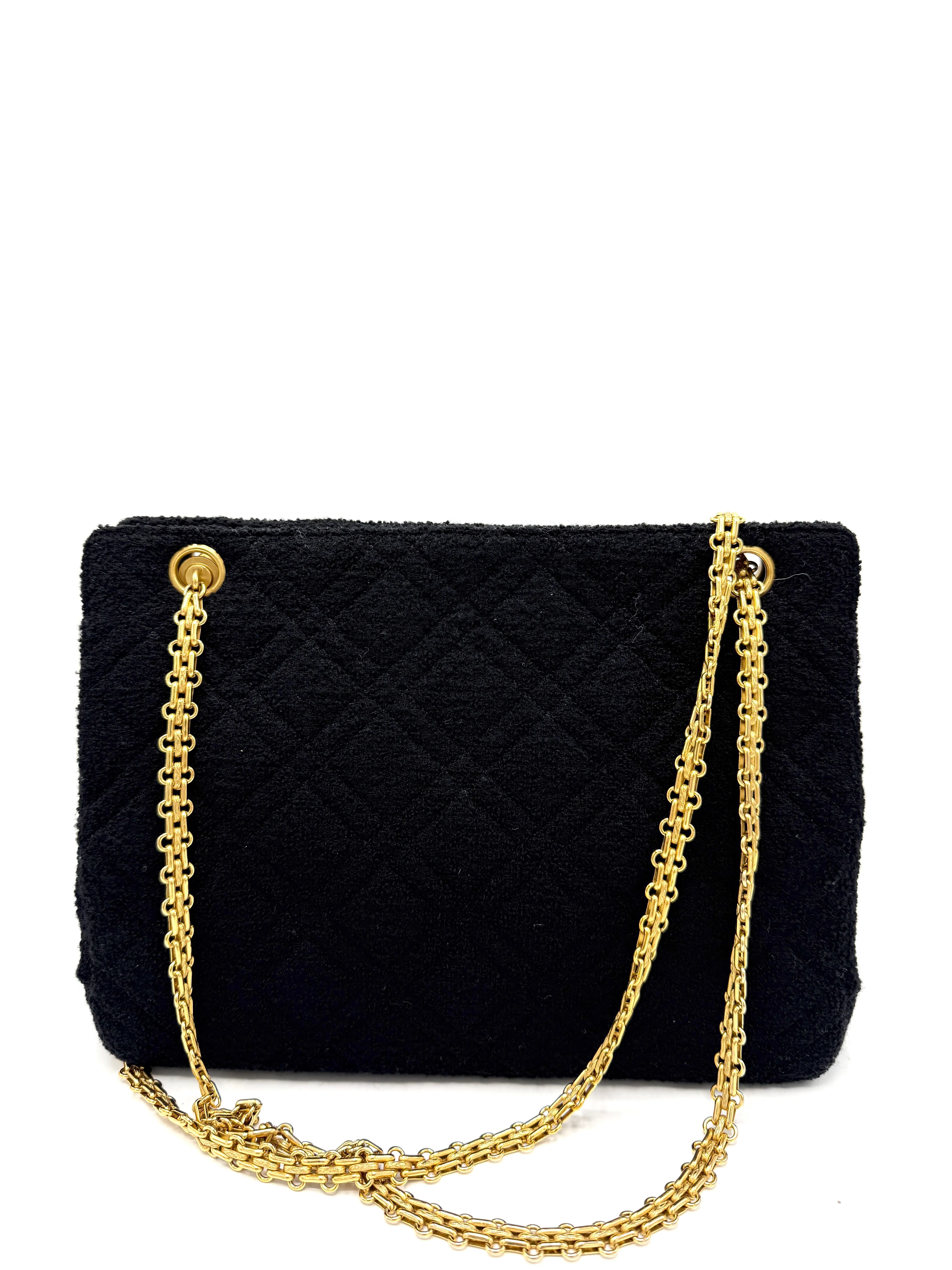 Black Tweed Quilted Reissue Shoulder bag w/Pouch