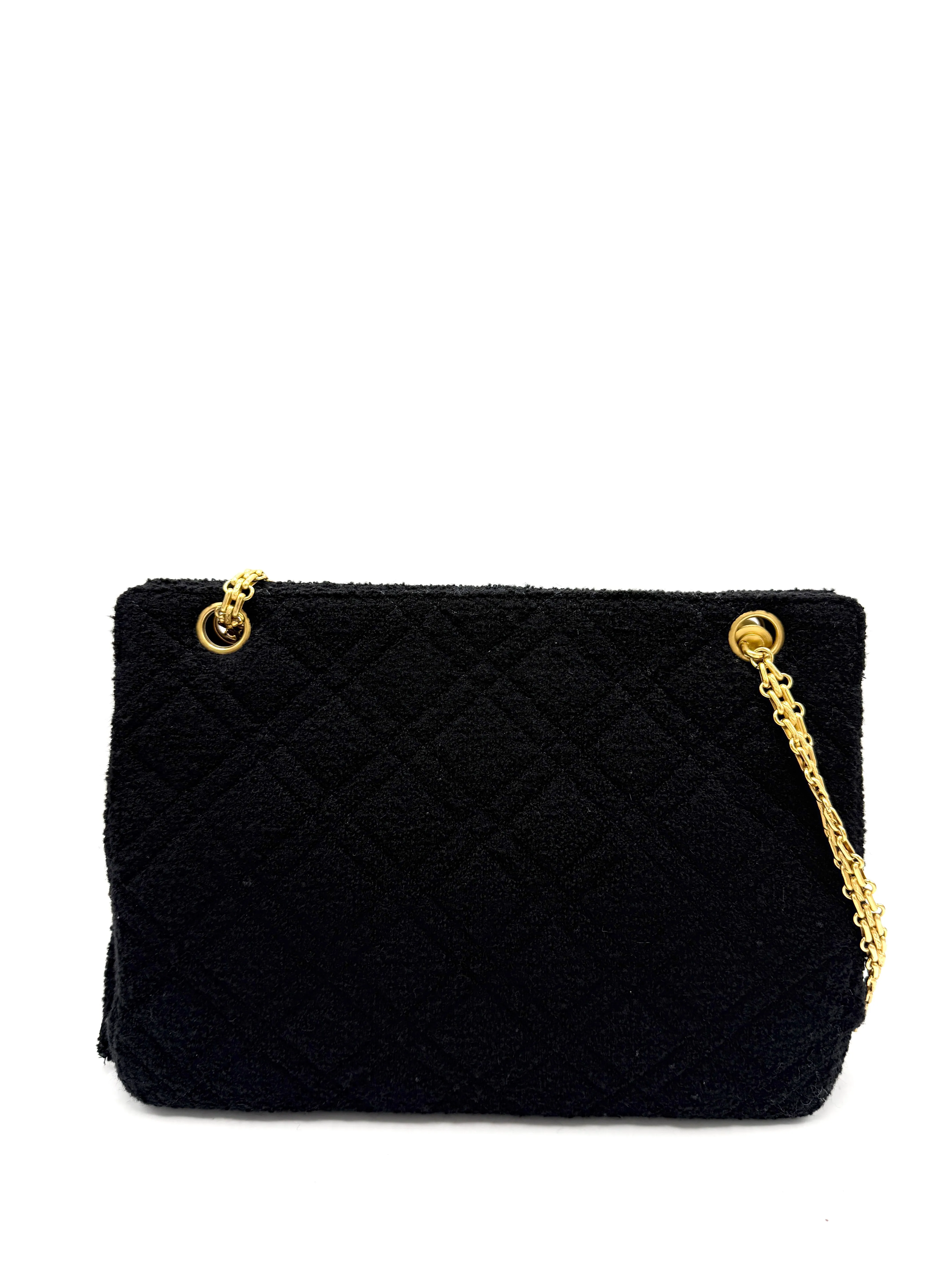 Black Tweed Quilted Reissue Shoulder bag w/Pouch