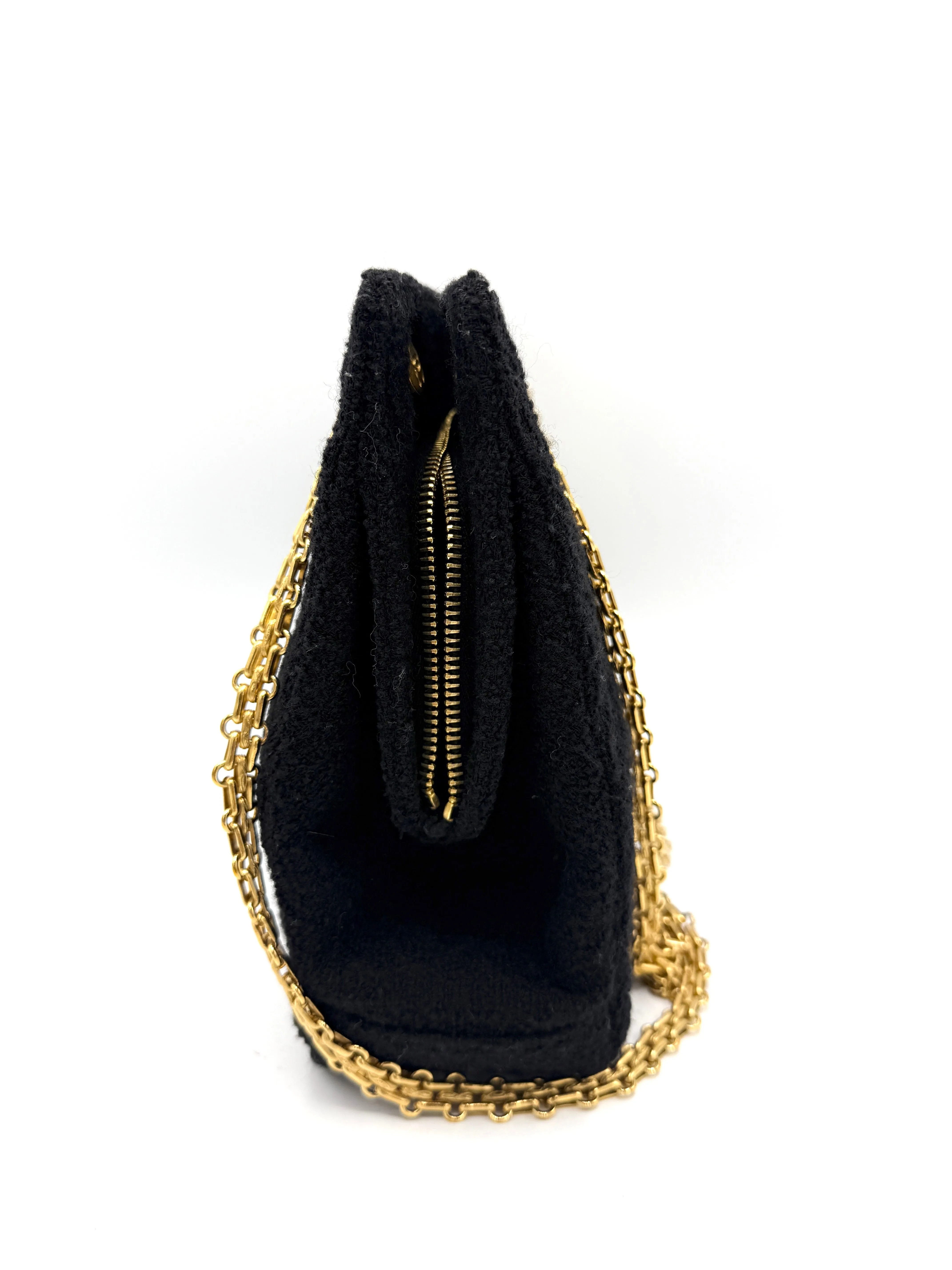 Black Tweed Quilted Reissue Shoulder bag w/Pouch