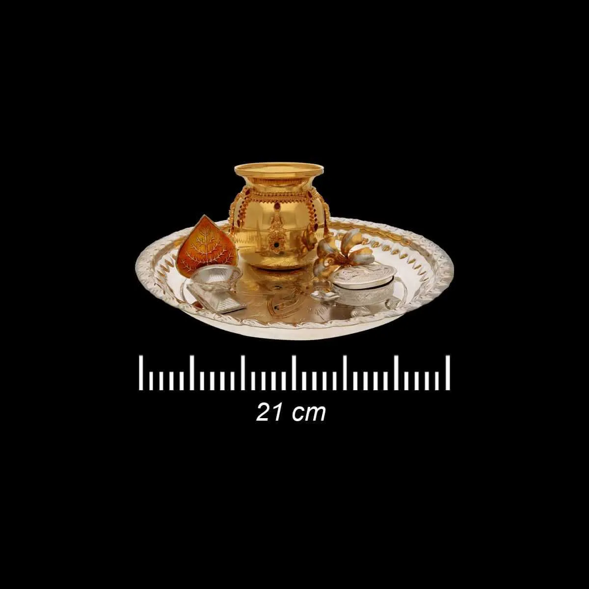 Celestial Silver Puja Thali Set
