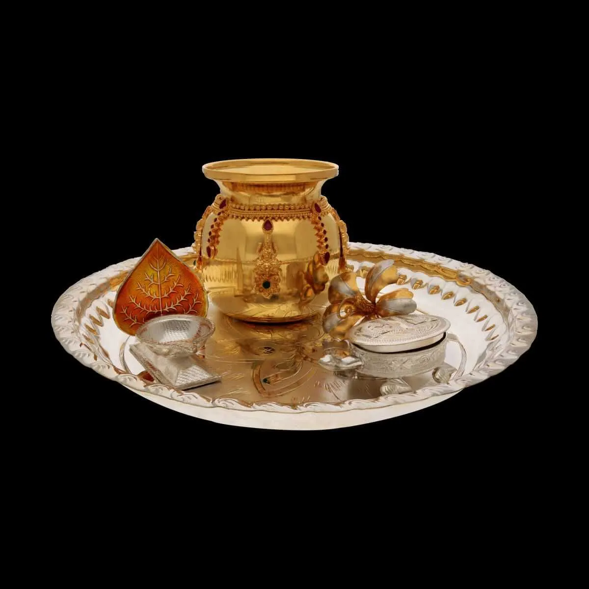 Celestial Silver Puja Thali Set