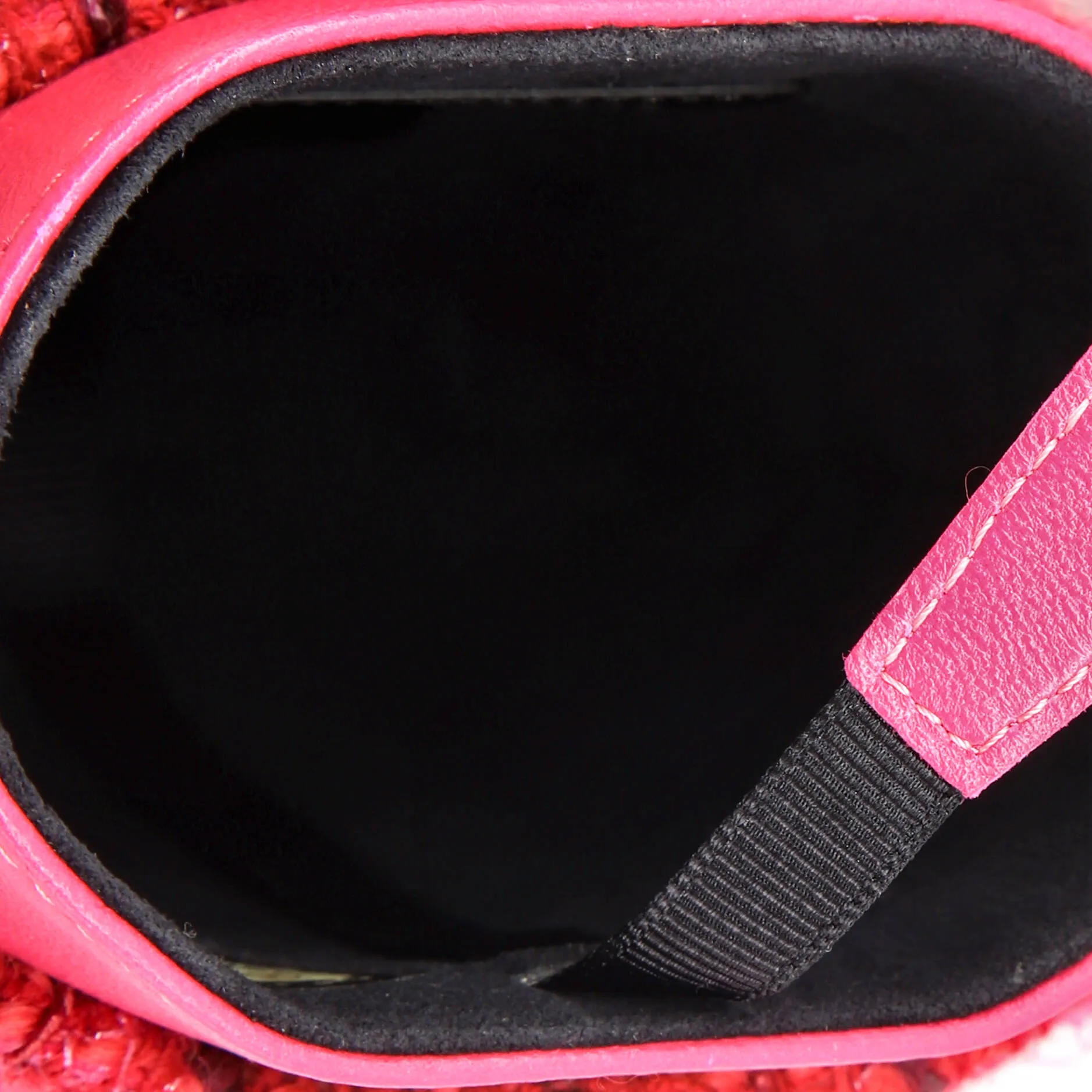 Chain Around Phone Holder Crossbody Bag Tweed and Ribbon