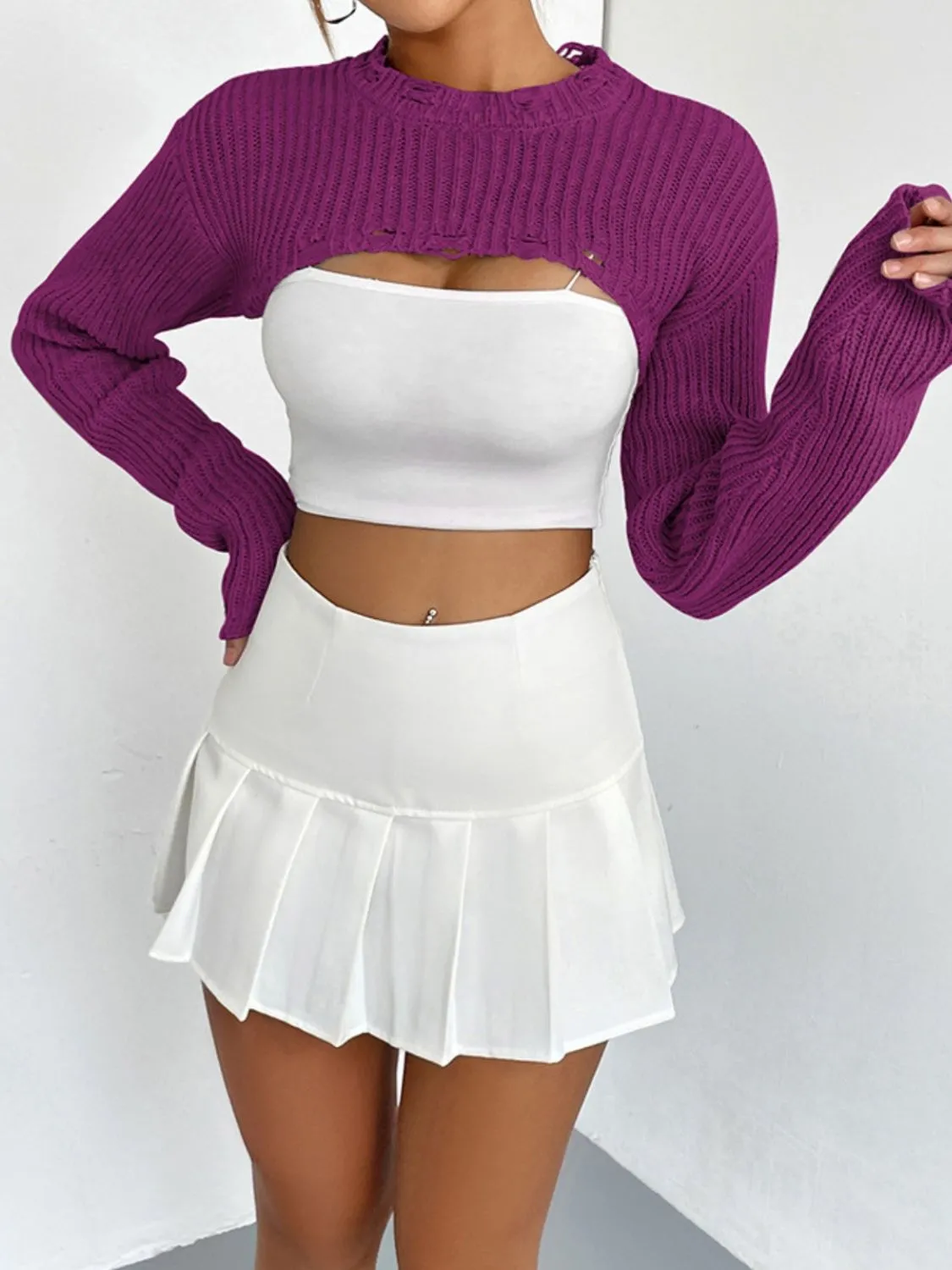 Distressed Cropped Sweater