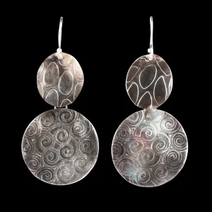 Earrings Textured Sterling Silver With Patina