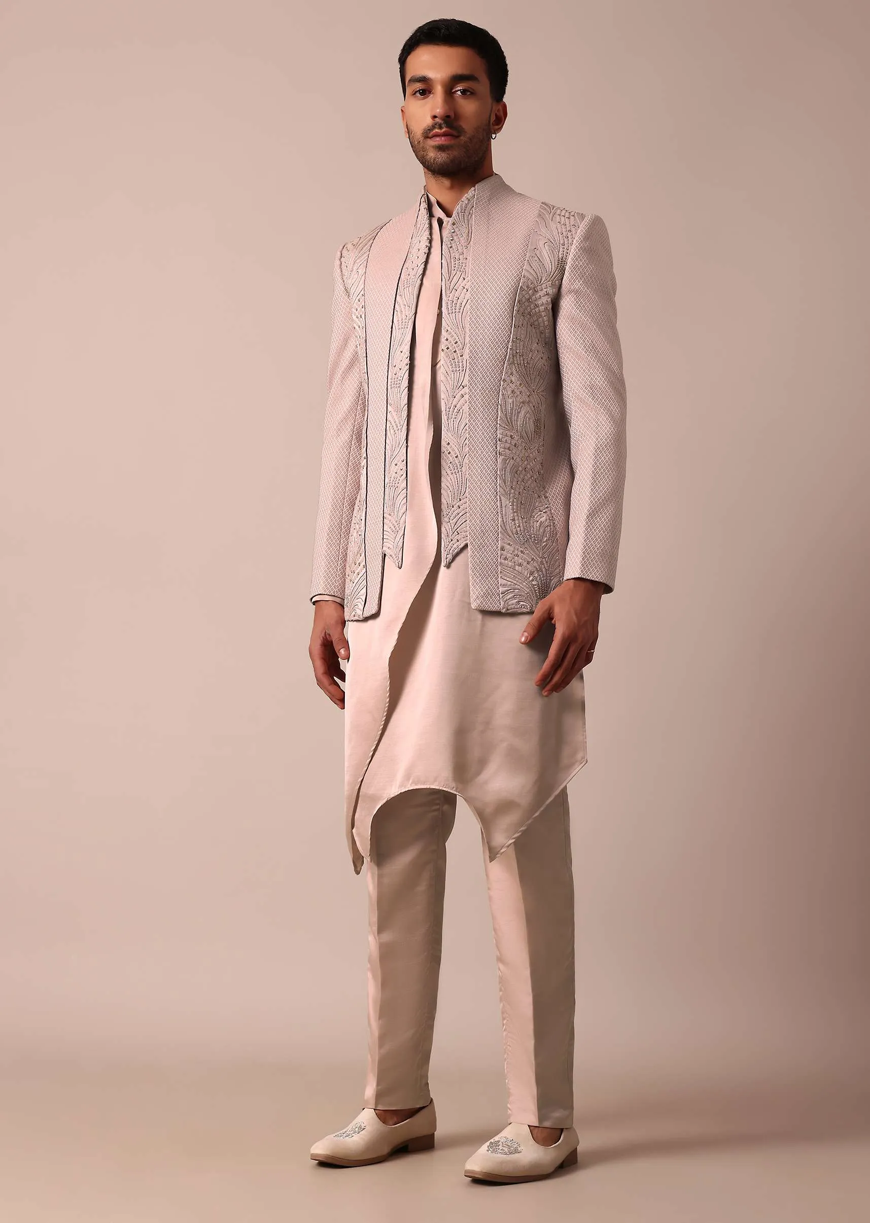 Elegant Stylish Peach Indowestern For Men