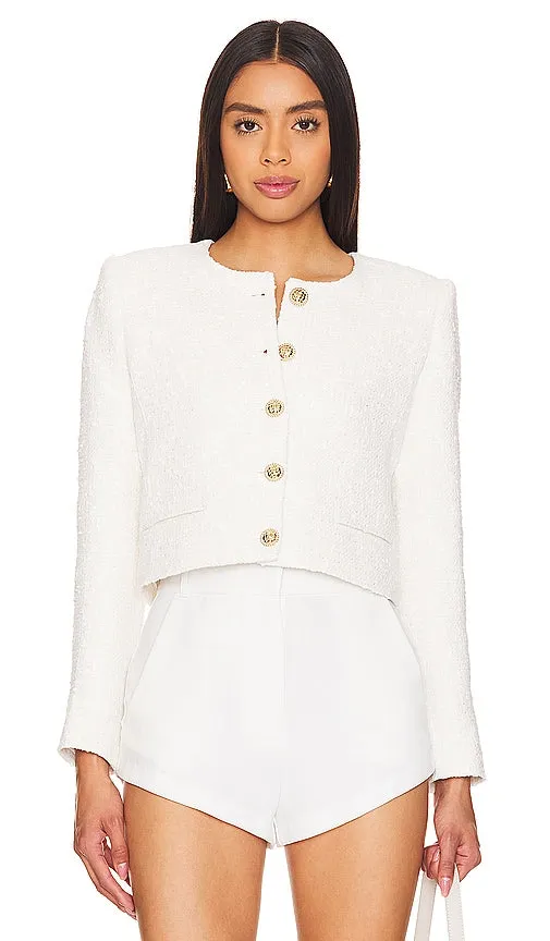 Generation Love Yoonie Tweed Blazer in White