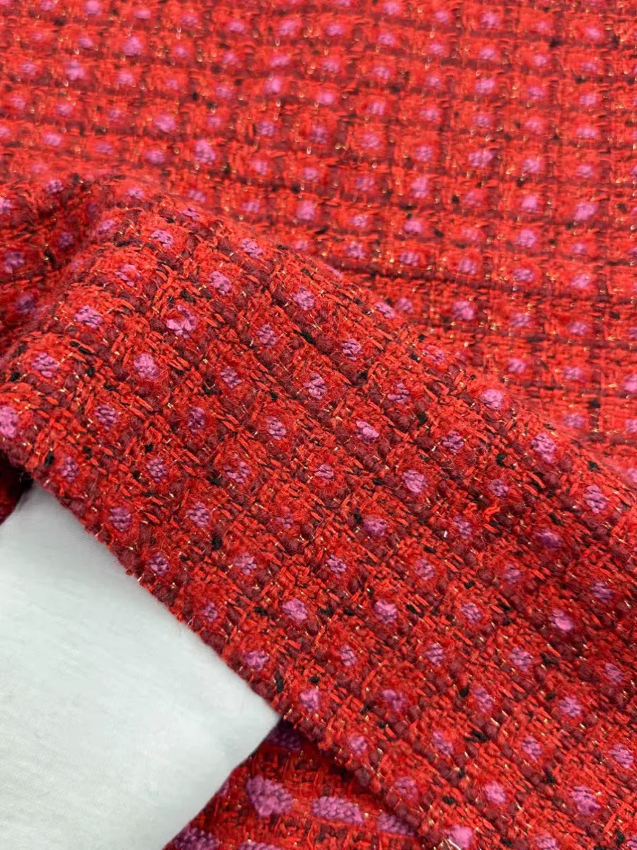 High-definition retro wool fabric, gold heavy industry, small fragrance fabric, DIY handmade dress, vest, Christmas new style