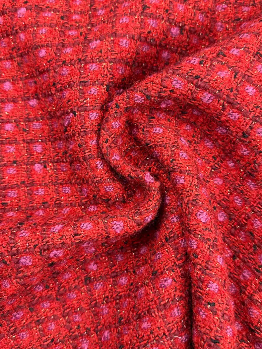 High-definition retro wool fabric, gold heavy industry, small fragrance fabric, DIY handmade dress, vest, Christmas new style