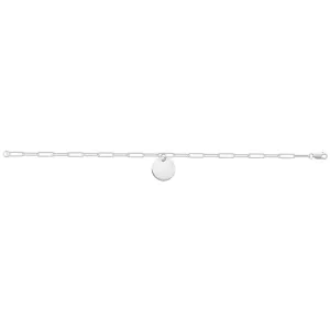Link Chain With Plain Circle Disc Bracelet