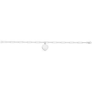 Link Chain With Plain Heart Bracelet