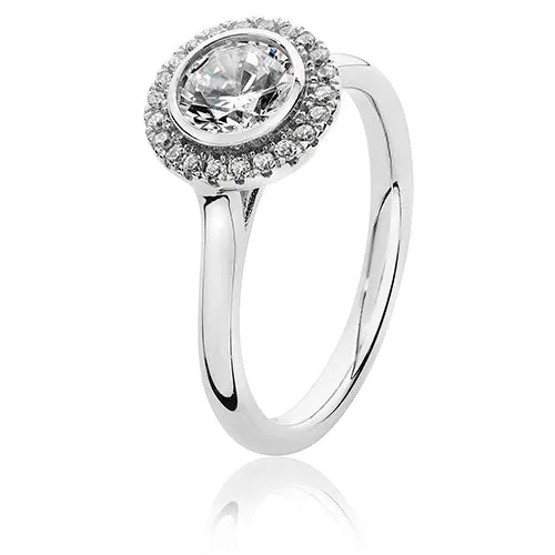 Silver & Co London Sterling Silver Cubic Zirconium Ring