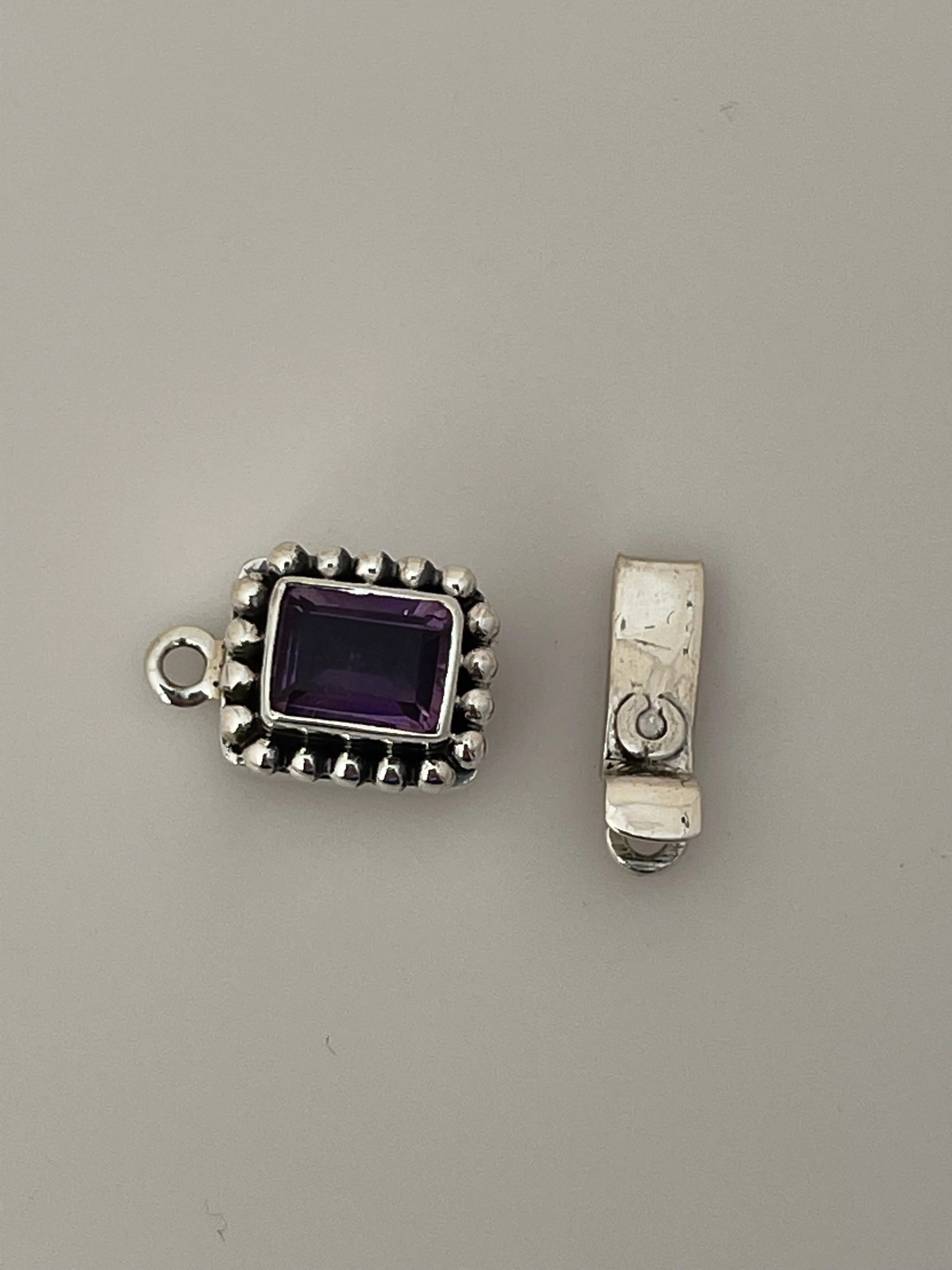 Sterling Silver Clasp Blue Topaz, Smoky, Amethyst, Citrine ,Garnet ,Green Onyx, Black Onyx,Moonstone One Pcs Clasp  Size: 12mmX10mm | C26SS