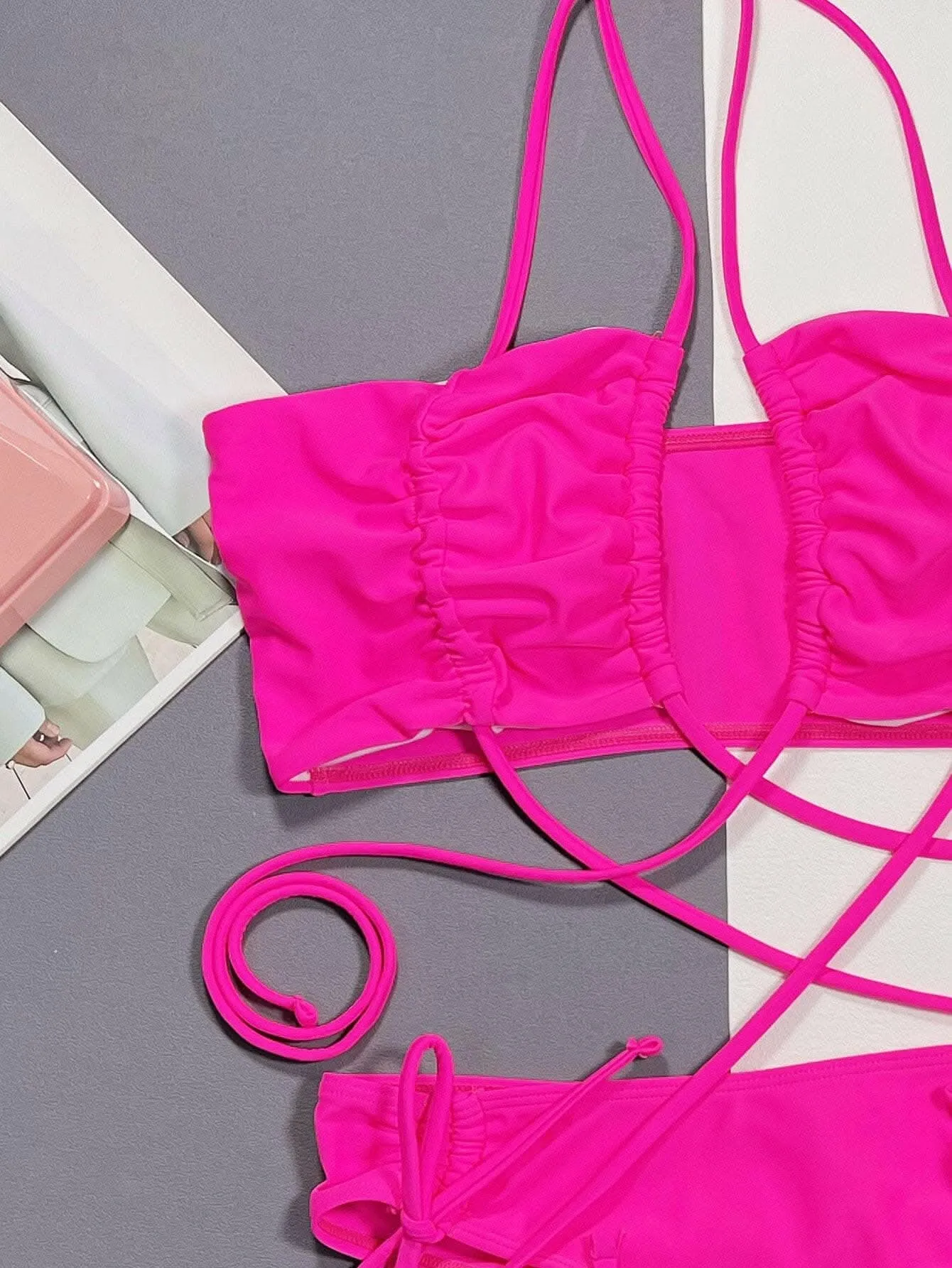 Stylish Halter Neck Bikini Set
