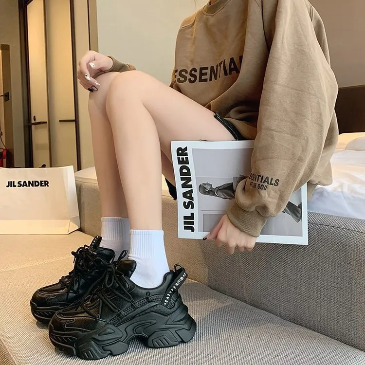 Stylish Height Increasing Trendy Sports Casual Shoes - Women White Shoes High Sole