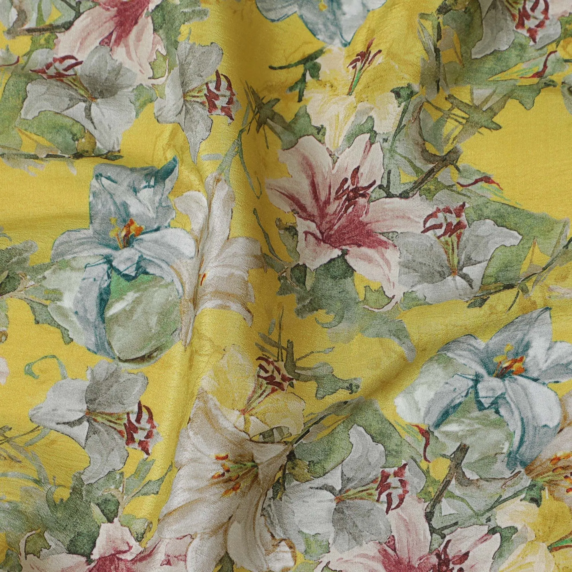 Sunny Garden Viscose Crepe Fabric - 110cm Wide - Lively Floral Design - Buy Online-D18223